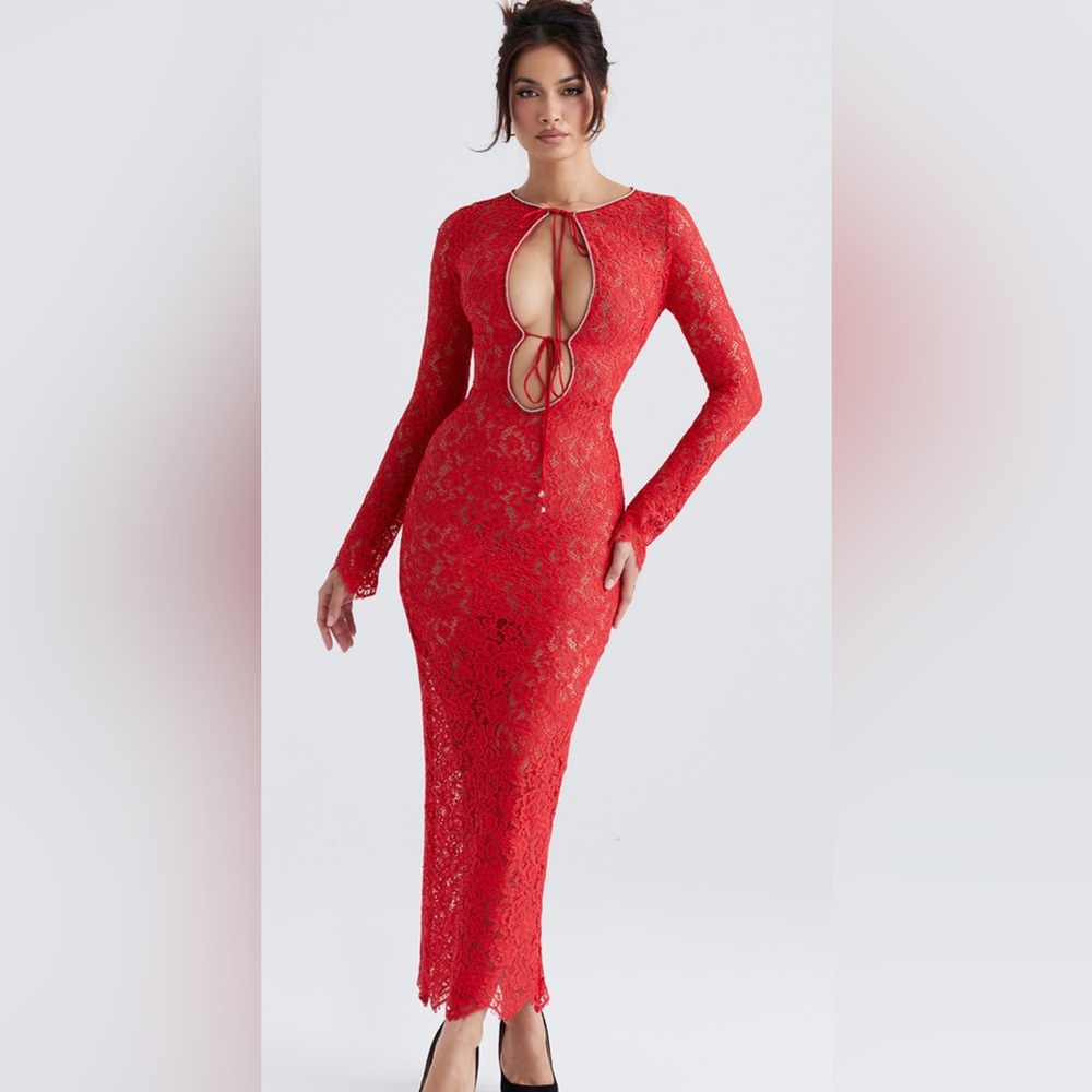 HOUSEOFCB LISANDRA RED MAXI DRESS